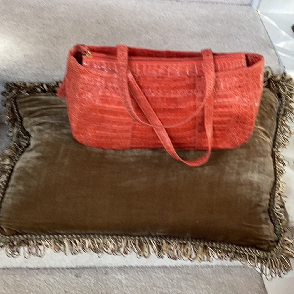 Nancy Gonzalez Coral Crocodile Tote
